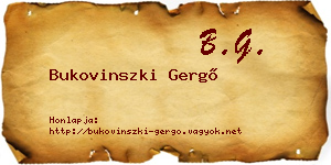 Bukovinszki Gergő névjegykártya